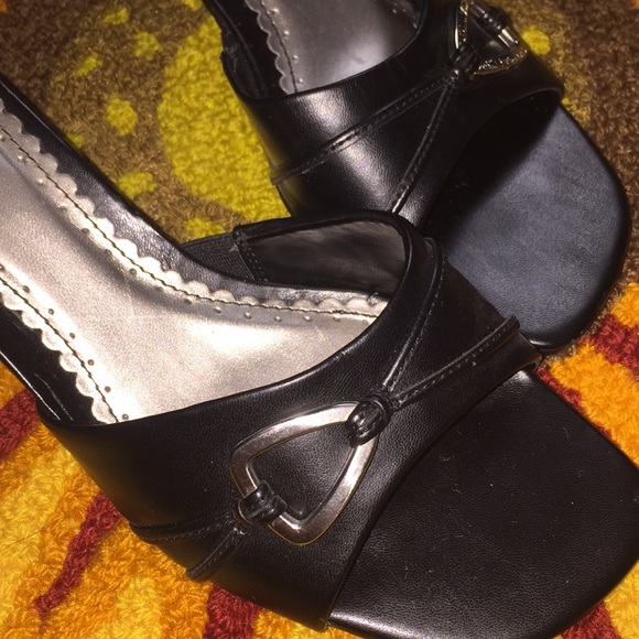 Black Slip On Heels with Silver Embellishment - Picture 5 of 5